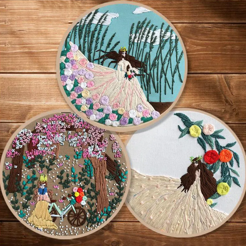 DIY ленточный Набор для вышивания цветов с обручем начинающих набор рукоделия