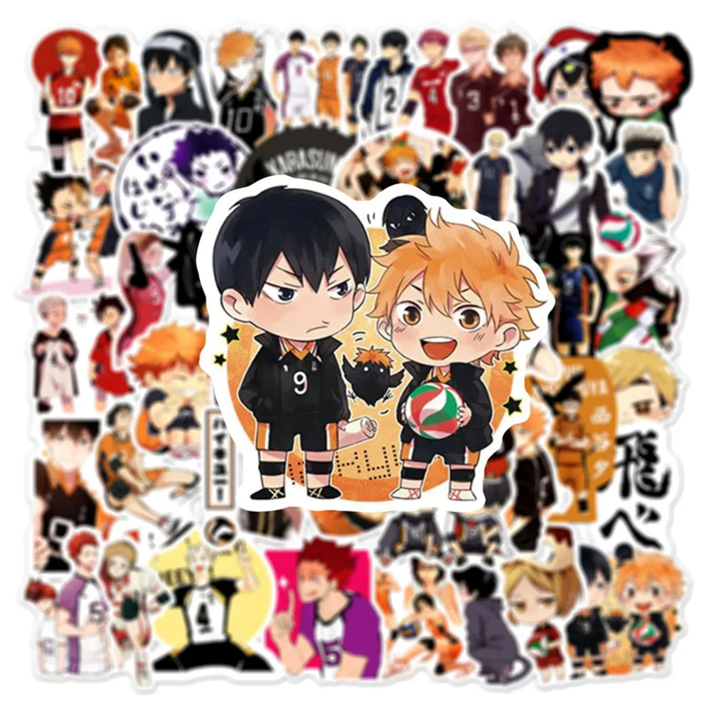 Anime Haikyuu, 10/30/50 Uds. Pegatinas de dibujos animados, grafiti, equipaje de viaje, guitarra, tel&eacute;fono, port&aacute;til, juguete cl&aacute;sico, pegatina impermeable-2