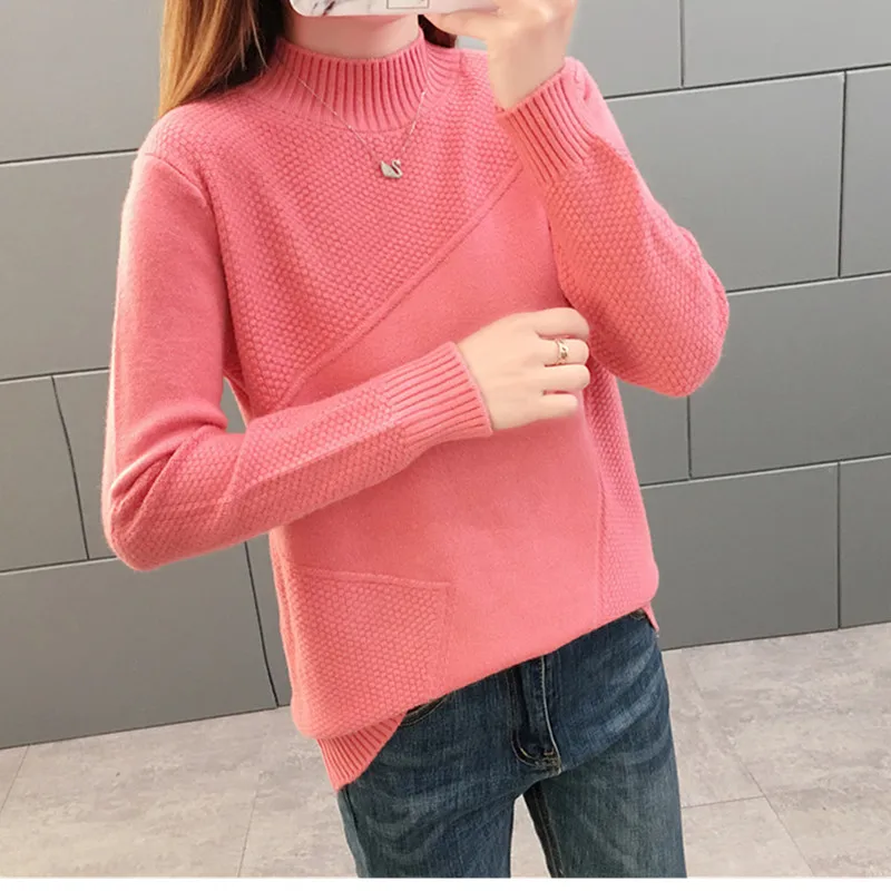 Женский пуловер вязаный свитер Осень-зима 2019 топы нового размера плюс женские