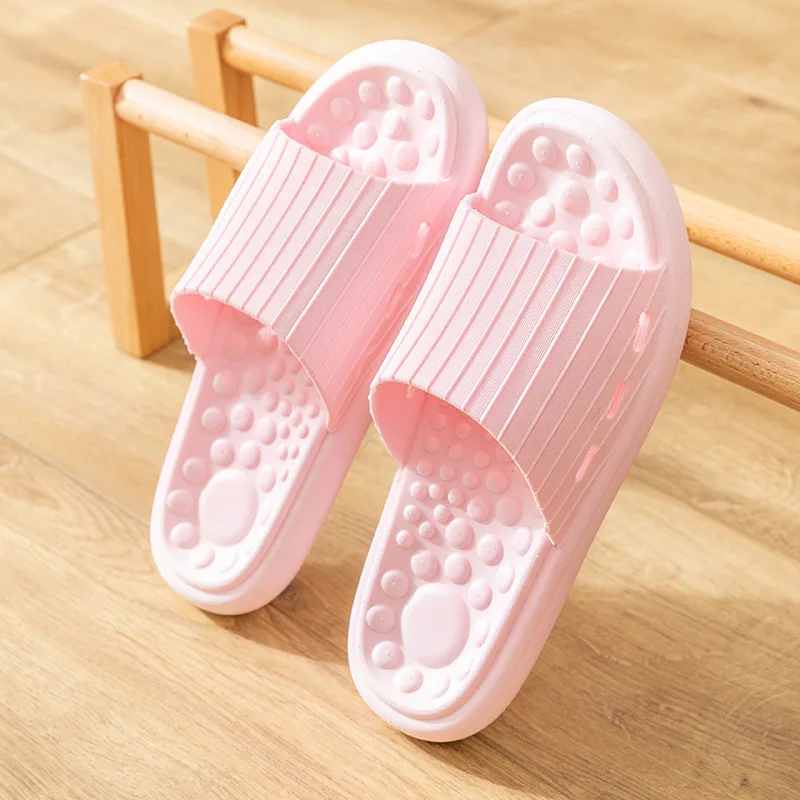 

Summer Men Slides Foot Massage Slippers Women Home Comfortable Mute Slippers Couple Solid Color Simple Bathroom Flip Flops