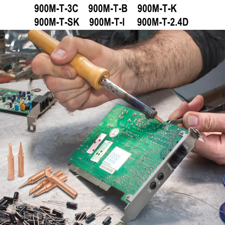 

5PCS/SET Copper 900M-T Soldering Iron Tip Set Electric Soldering Iron Lead-free Welding Tips Head BGA Soldering Tools