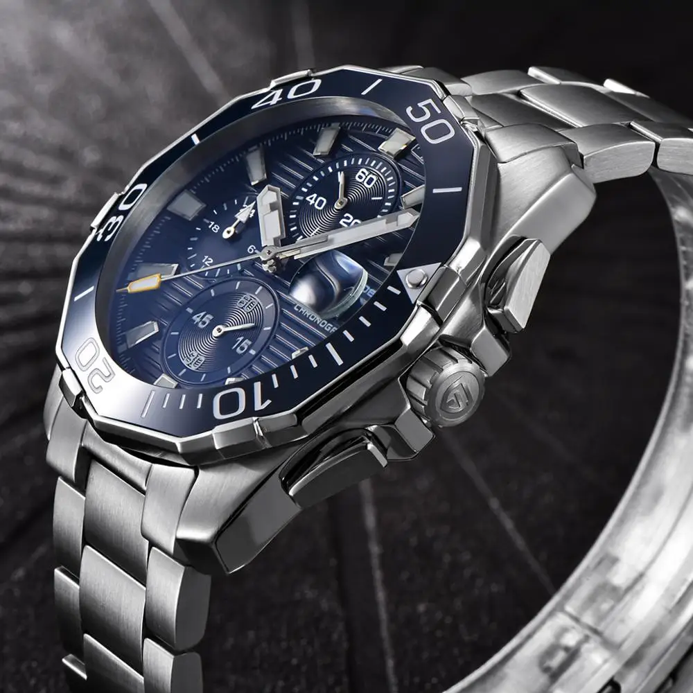 Мужские кварцевые часы с хронографом 43 мм | Наручные