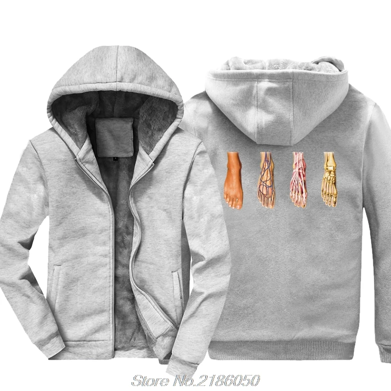 Foot Feet Anatomy Podiatry Doctor Medical Student 3D Hoodies Men's Coat Thicken Zipper Harajuku Sweatshirts | Мужская одежда