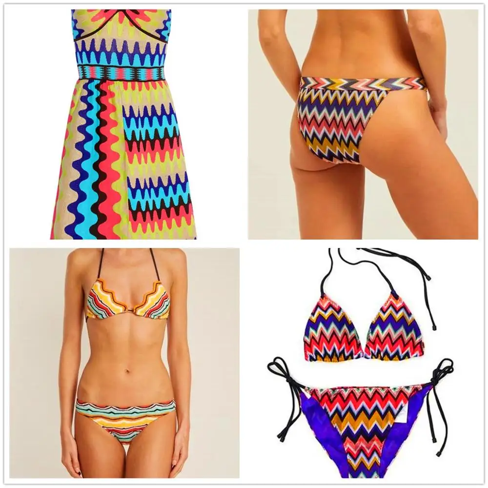 Трикотажная кружевная ткань зигзаг 1 метр Зеленая волна в полоску Мягкая вязаная