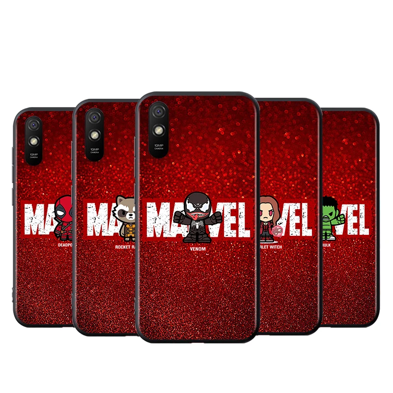 

For Xiaomi Redmi K40 Gaming K30i K30T K30S K30 Ultra K20 10X Pro 5G Black Phone Case Marvel hero logo Silicone Cover