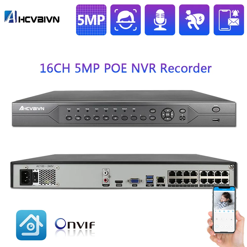 

Nvr Recorder 16ch Cctv Network Video Recorder Nvr Support Onvif Poe Ip Camera Video Surveillance Recorder 5mp Security Cameras