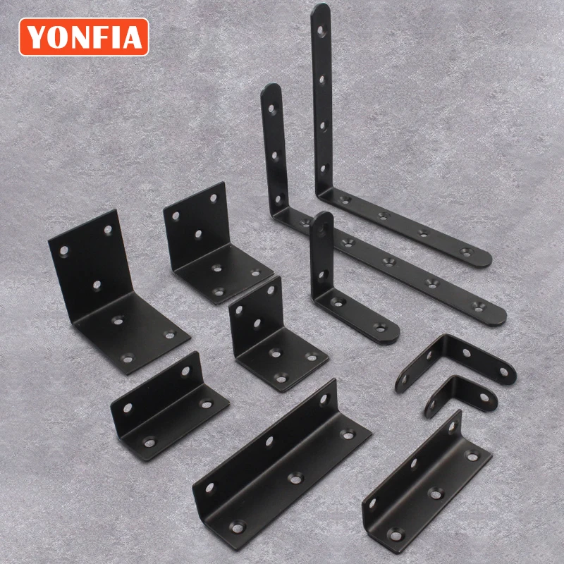 

YONFIA 9003 8 шт. Черные Квадратные Угловые кронштейны из нержавеющей стали, полка, стандартная опора для мебели, фурнитура «сделай сам»