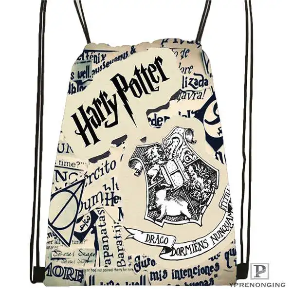 Drawstring Backpack Custom Hufflepuff-Гарри-Поттер-походная сумка на шнурке милый рюкзак для детей(черная спинка) 31x40 см#2018612-01-(12 - Цвет: Drawstring Backpack