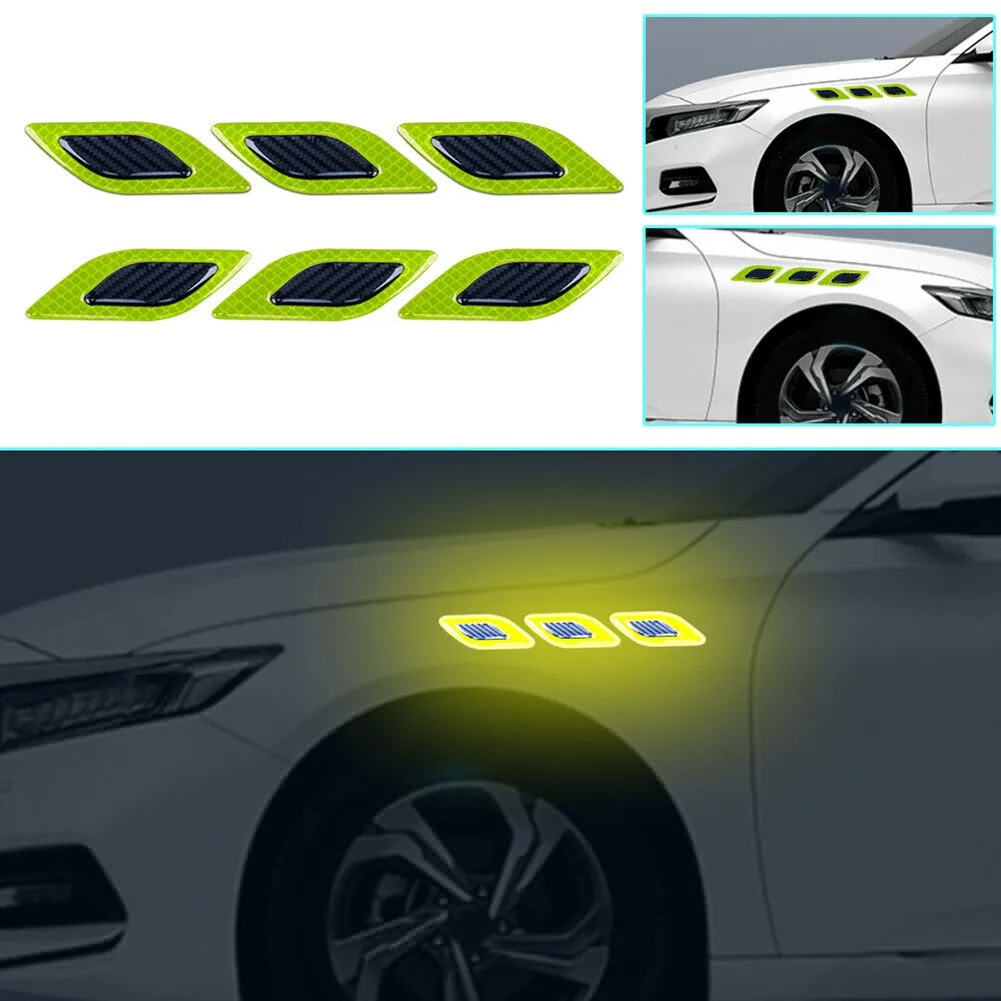 

6pcs Set Warning Strip Anti-collision PVC Reflective Side Wing Universal Vent