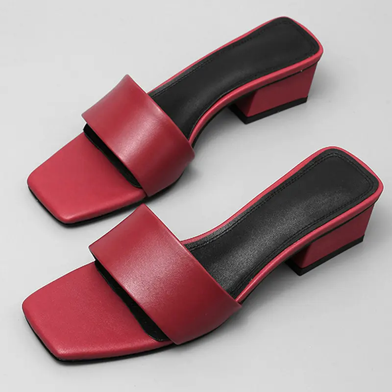 Женские сандалии из 100% коровьей кожи летние туфли на среднем каблуке 4 см