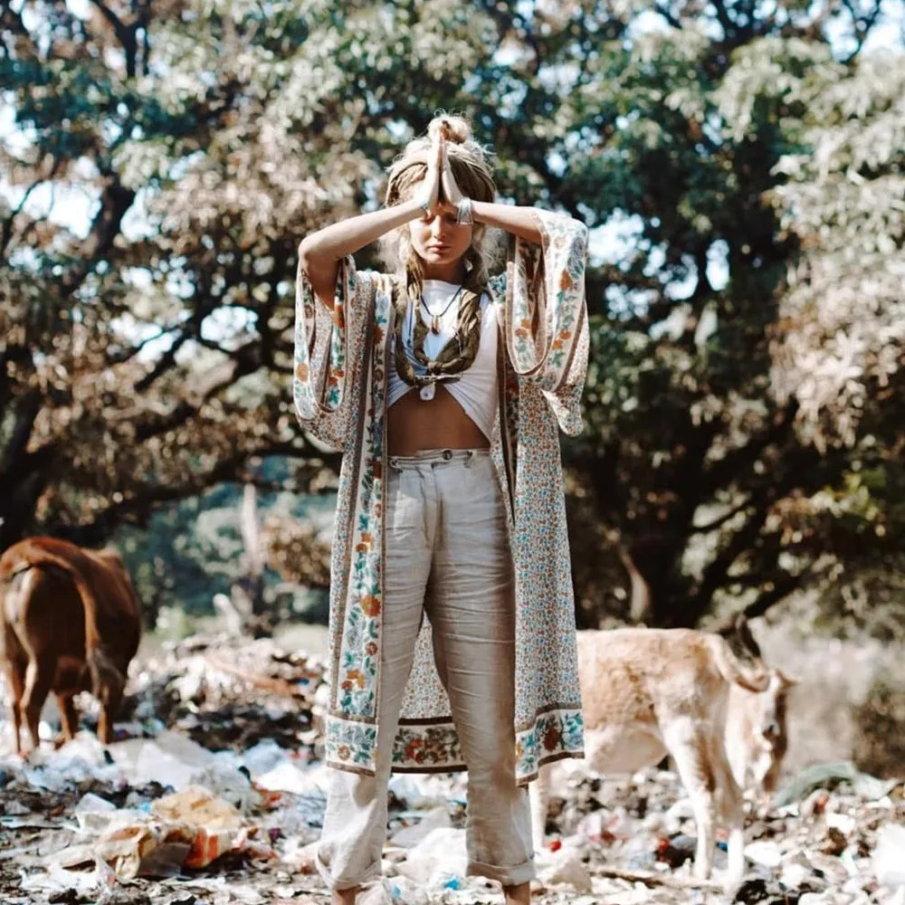 2021 в богемном стиле с принтом Летняя пляжная одежда платье запахом туника