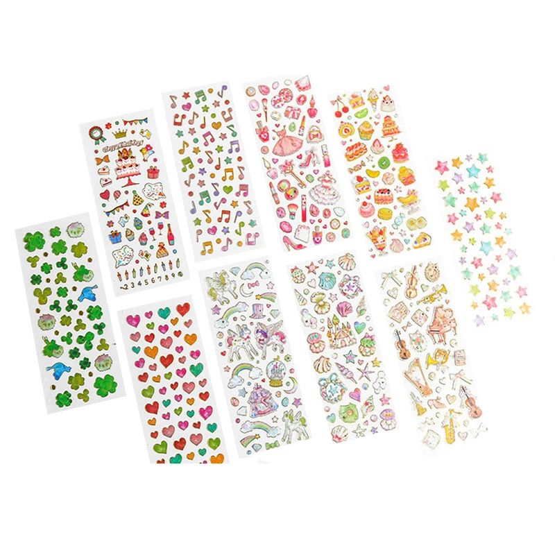 

40pcs/pack Korean Cute Hot stamping transparent Colorful Decorative Sticker Craft laptop notebook DIY Scrapbook Wholesales