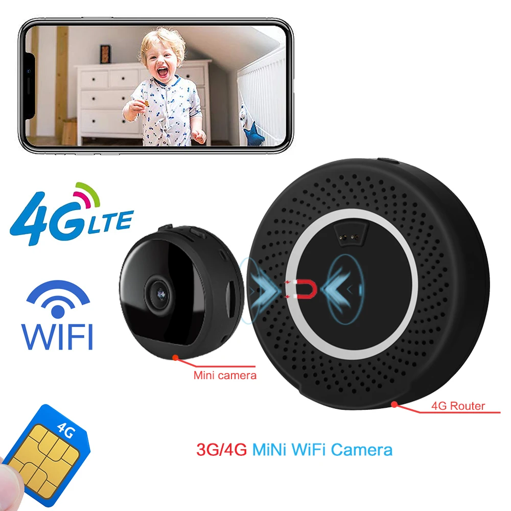1080P 4G 3G Mini camera Sim Security Wireless IP Cameras P2P GSM LTE Sport DV Small WIFI Camera Portable Router Hidden Card | Электроника
