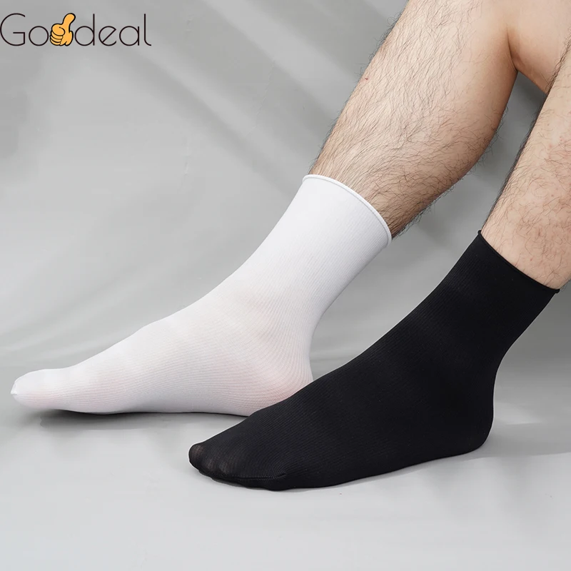 

Goodeal Men Casual Thin Long Socks Breathable Male White Black Solid Colors Soft Ice Cool Fashion Sock Ultra-Thin Crew Sock