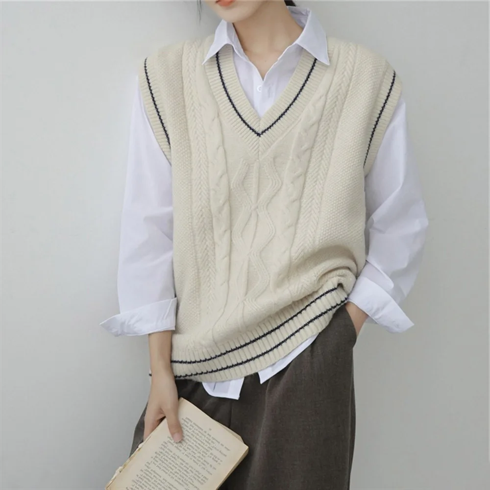 

Новинка, женская вязаная куртка, жилет, Женская мода 2021, простой студенческий жилет, жилет, свитер для женщин, женская одежда в Корейском сти...