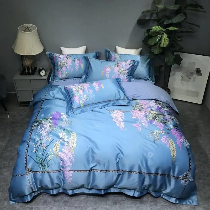 

Botanical Flower Print Bedding Set Rich Color Antique Floral Pastoral Duvet Cover Bedsheet Set Pillowcase Queen King size JPcs