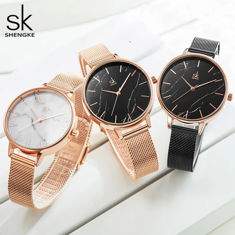 Shengke Новые Романтические женские часы с креативным циферблатом и кожаным