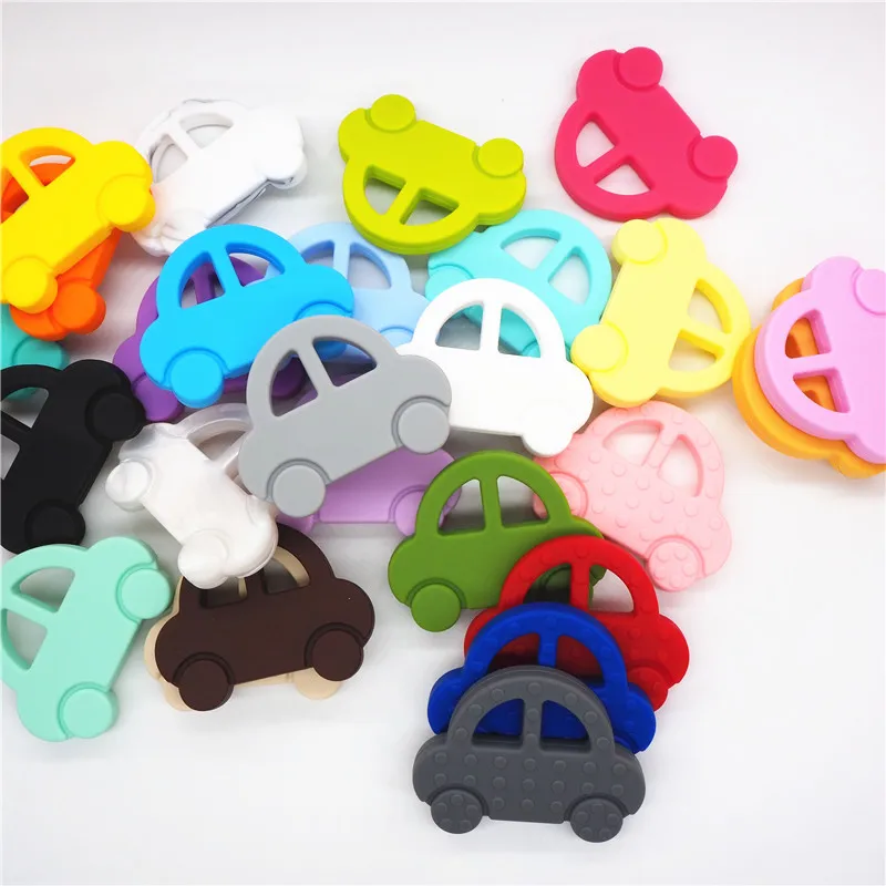 Chenkai 50PCS Silicone Car Teether BPA Free DIY Chewing Pendant Nursing Teething Jewelry Baby Pacifier Dummy Toy Gift Teether