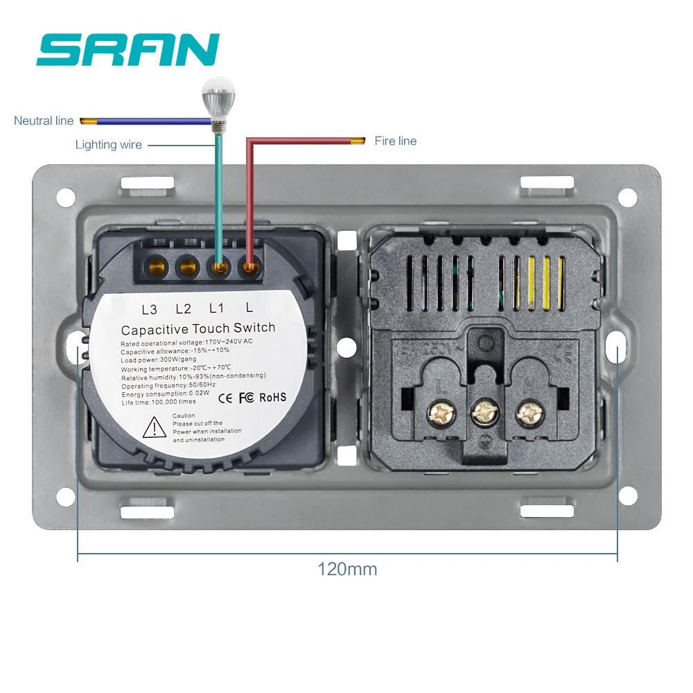 SRAN Сенсорный выключатель с розеткой с USB-панелью из хрусталя 146* 86 220 В 16A EU enchufe 2,1 А 5 В USB-телефон электрическая розетка с выключателем 1/2/3-канальная розетка Россия