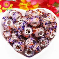 10pcs big hole colorful flower round murano spacer charms european beads fit pandora bracelet necklace earrings jewelry making