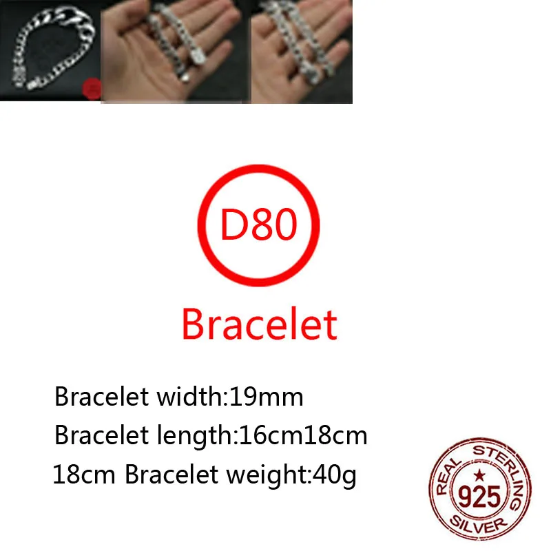 

Браслет D80 s925 из стерлингового серебра в стиле ретро, крест, цветок, в стиле панк, хип-хоп, брендовые оригинальные властные украшения