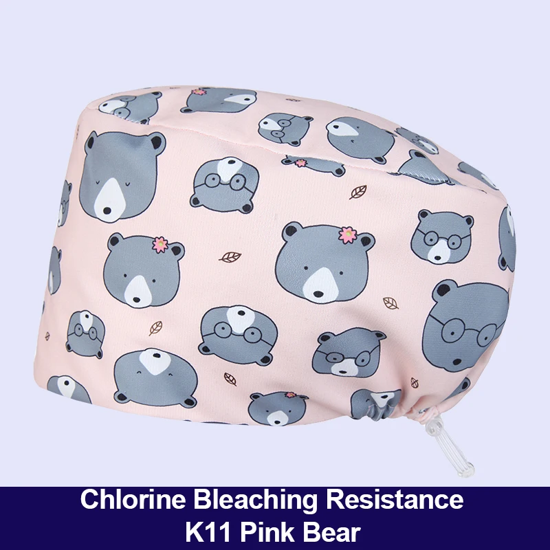 

Women's Scrub Cap Silky Fabric Chlorine Bleaching Resistance Back Elastic Cordlock Adjustable No Fade Nursing Work Hats K11