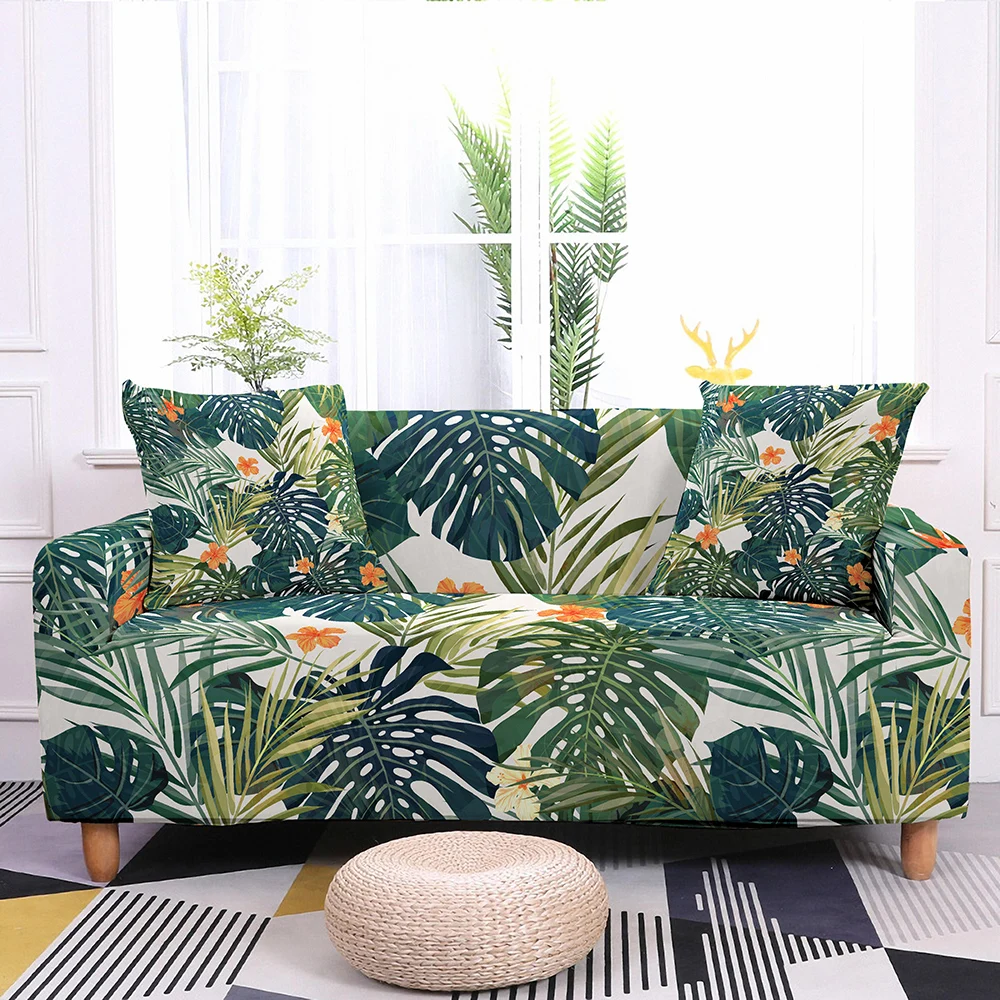 

Эластичный чехол для дивана с тропическими листьями, 1 шт., эластичный чехол для дивана, чехлы для гостиной, секционный протектор для дивана на 1/2/3/4 места