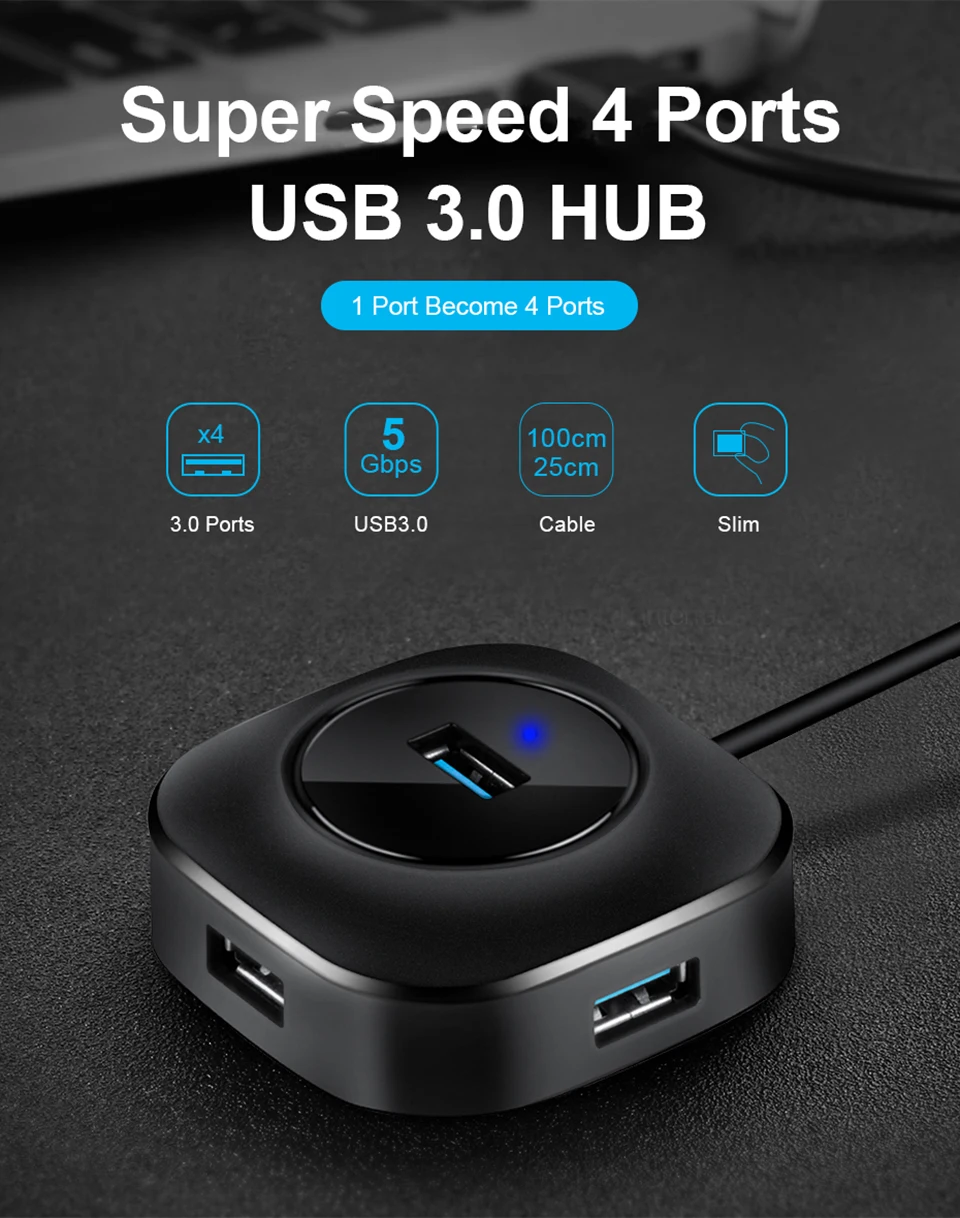 IMice usb-хаб 3,0 Мульти USB 3,0 концентратор разветвитель 3,0/2,0 4 порта кабель 25 см/100 см микро несколько USB портов расширитель для ПК компьютера