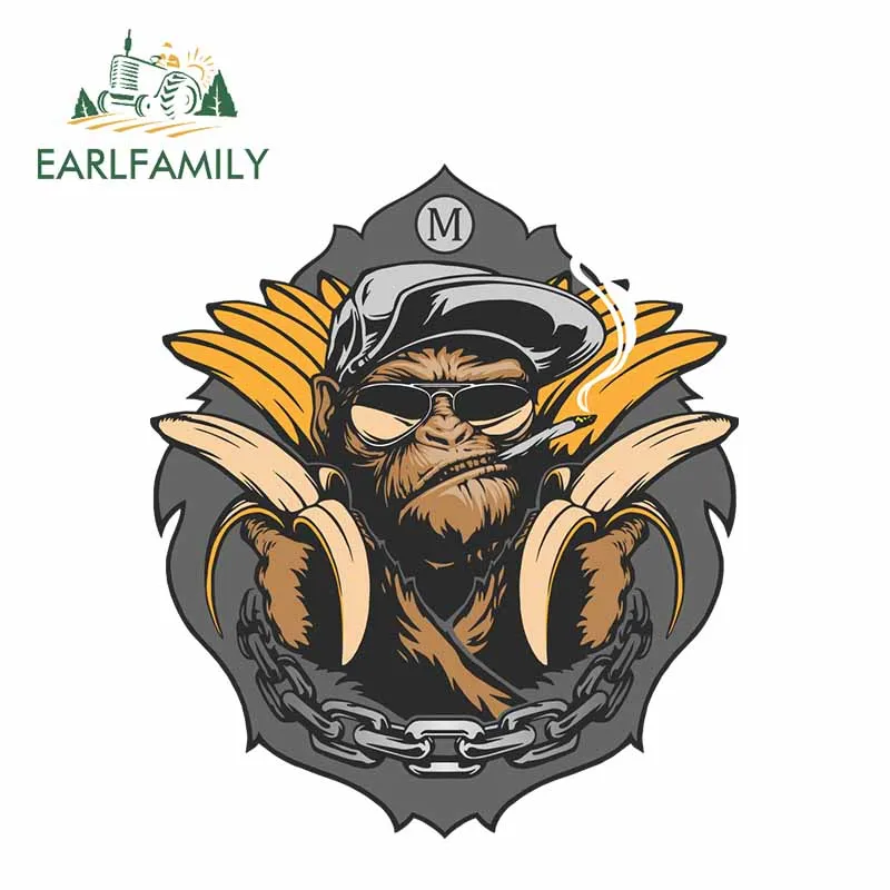 EARLFAMILY 13 см x Горилла Холдинг банан 3D виниловые наклейки для автомобиля и Наклейка