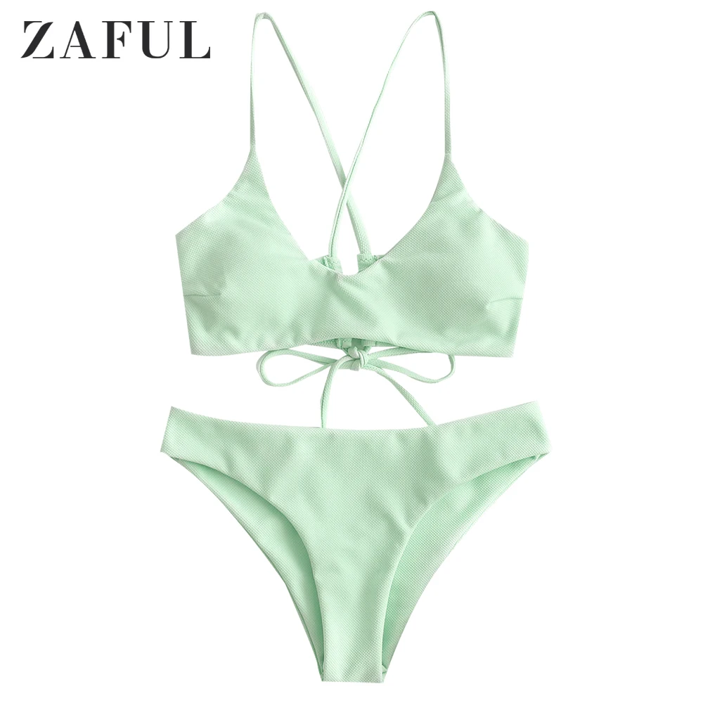 Женский купальник Бикини на бретельках ZAFUL с перекрестной спинкой летний