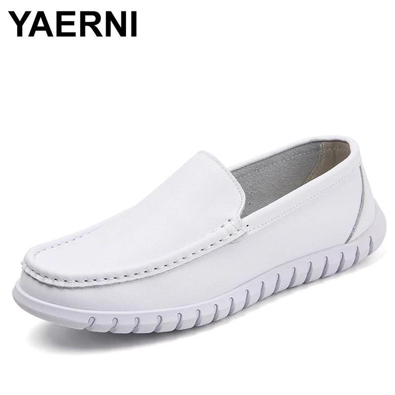 

Кроссовки YAERNI из натуральной кожи для мужчин и женщин, мягкие Нескользящие дышащие сникерсы на массивной платформе, повседневная обувь для ...