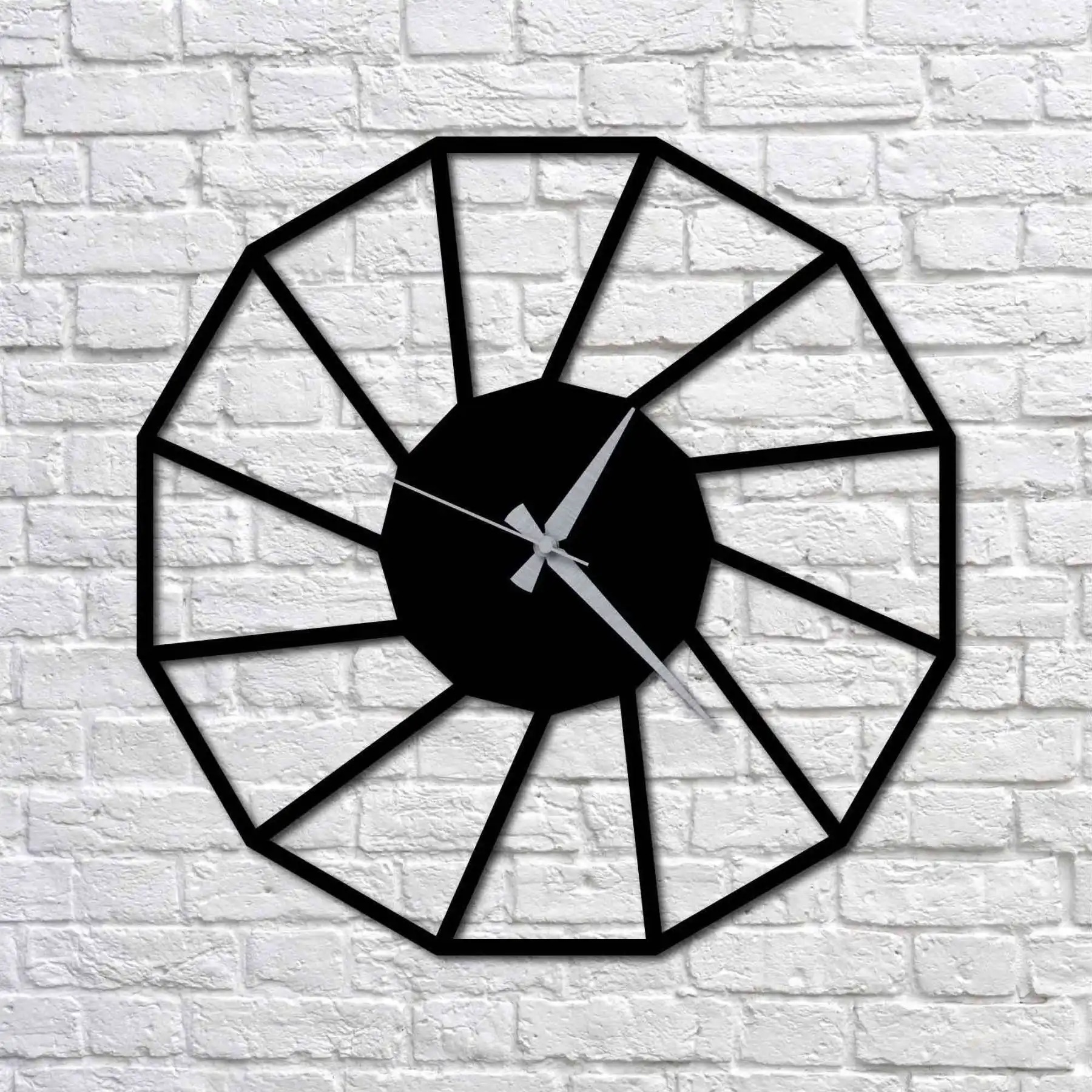 

Metal Wall Art - Geometric Metal Wall Clock - Interior Decoration - Wall Hanging - Home Decor - Wall Sign-50x50 cm