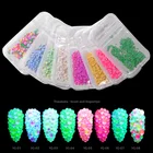 1 упаковка светящихся кристаллов AB Стразы для ногтей разных размеров Блестящий стеклянный драгоценный камень 3D очаровательные плоские стразы флуоресцентный ноготь художественные украшения