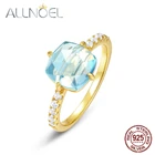 ALLNOEL Boho 925 пробы Серебряное вечное элегантное кольцо Небесно-Голубой топаз 5a CZ Бесконечность драгоценные камни Женские аксессуары Роскошные ювелирные изделия 2022