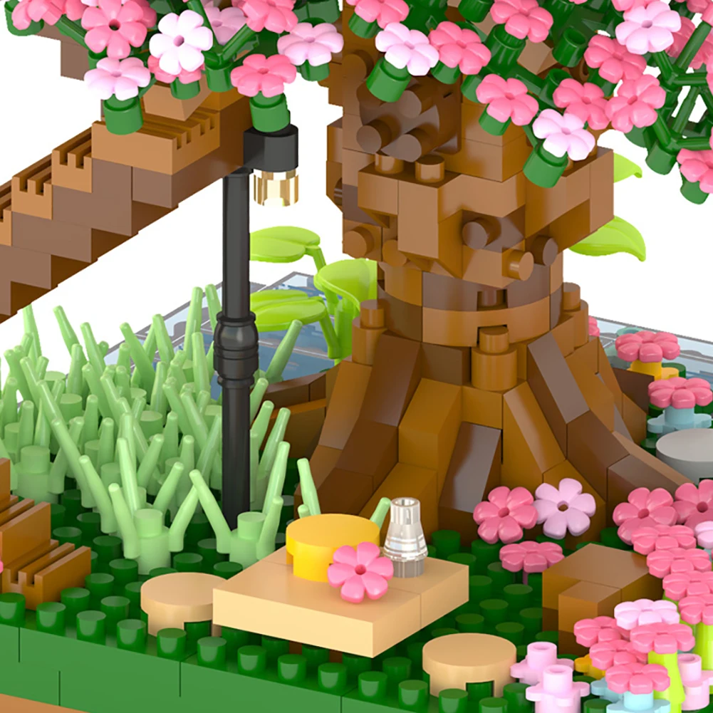 Конструктор Sakura Tree House микро строительный блок сделай сам вишневая улица кирпич