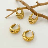 monlansher geometric thread hollow hoop earrings gold color titanium steel big earrings french elegant daily earrings jewelry