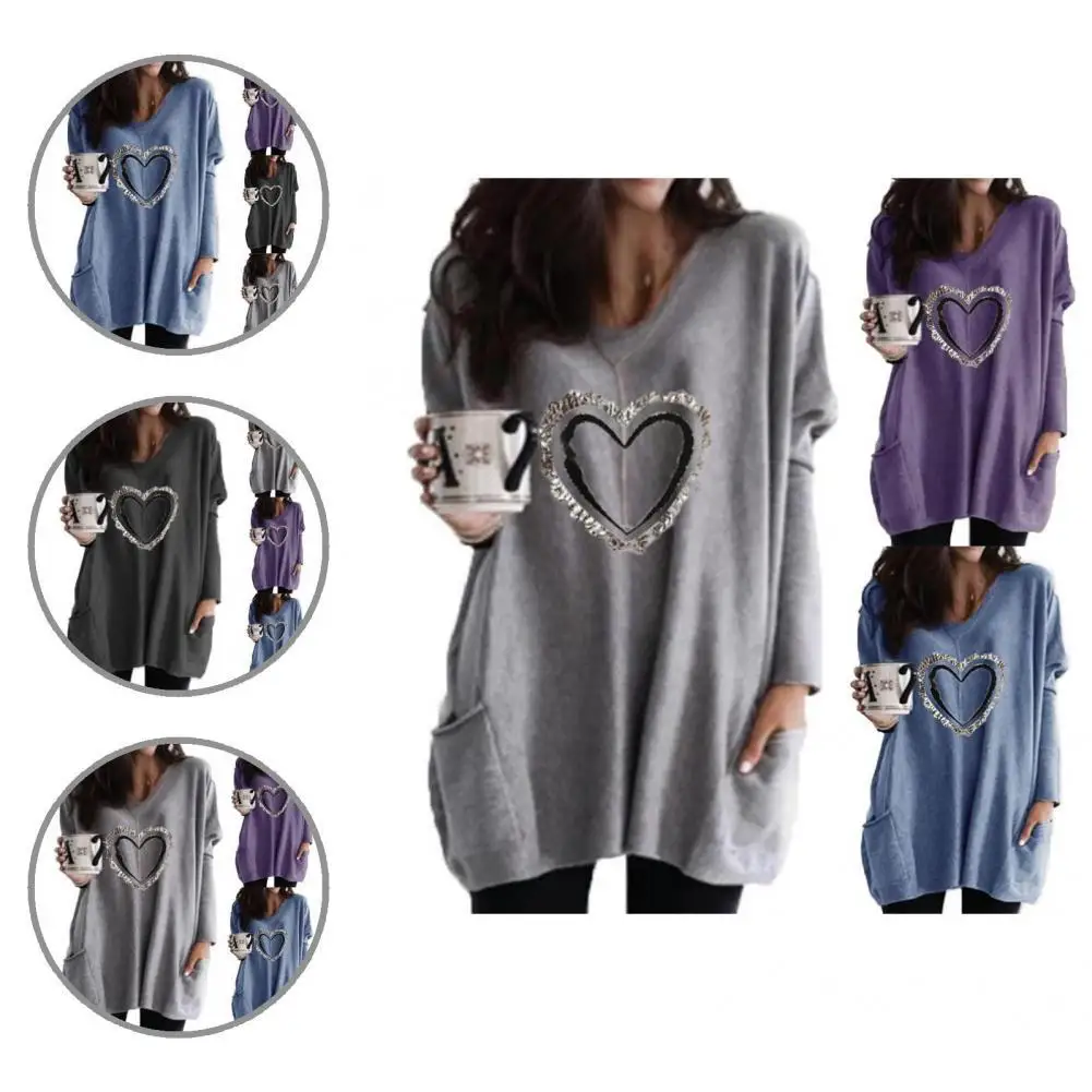 

Lady T-shirts Soft Skin-friendly Comfortable Loose Long Sleeves Tops