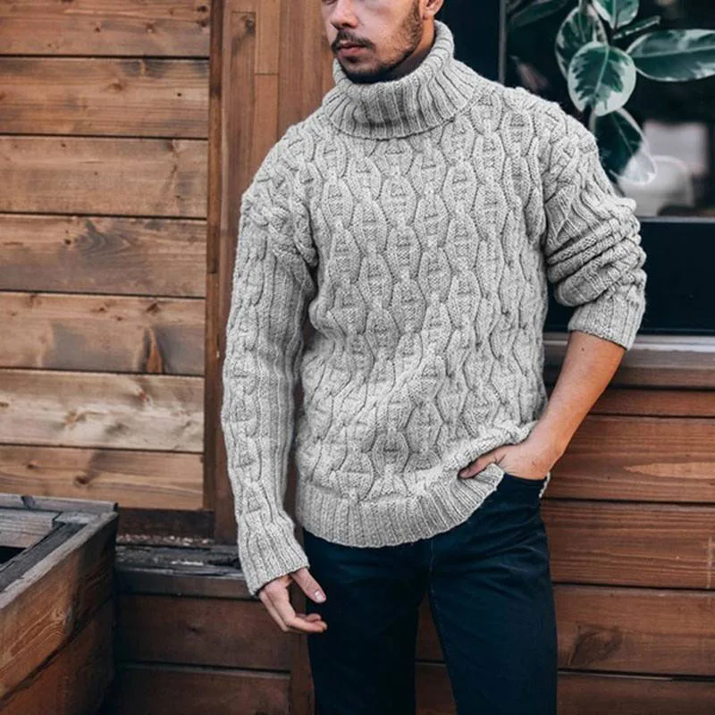 

Sweater Knitted Mens Turtle Neck Tops Winter Jumper Pullover Warm Chunky Casual