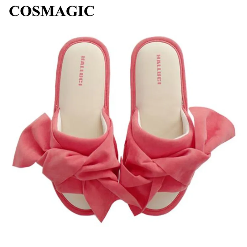 COSMAGIC 2019 новые летние женские шлепанцы с бантом домашние тапочки Легкий дом пол