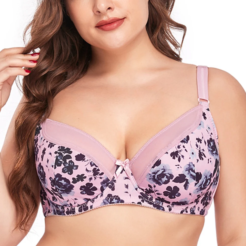 

Бюстгальтер женский с мягкими чашечками, пикантное нижнее белье с цветочным рисунком, мягкий Бралетт на косточках, кружевное нижнее белье с...