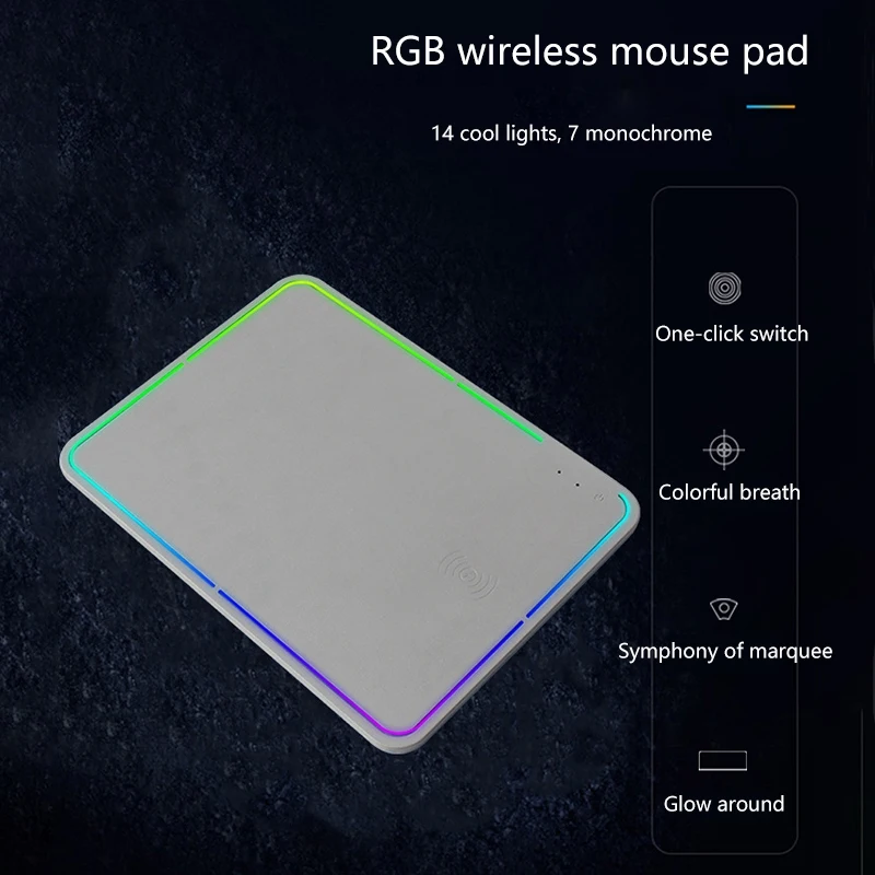 

Wireless Charger Gaming Mouse Pad Computer Mouse Pad RGB Luminous Desktop LED Waterproof Gaming Leather Mouse Pad