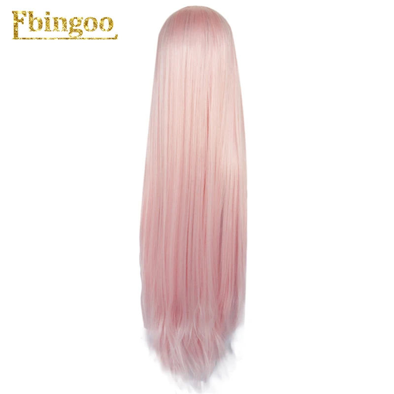 Ebingoo Hair cap+ DARLING in the FRANXX Zero Two 02 Длинный натуральный прямой розовый синтетический парик для косплея с челкой для женщин