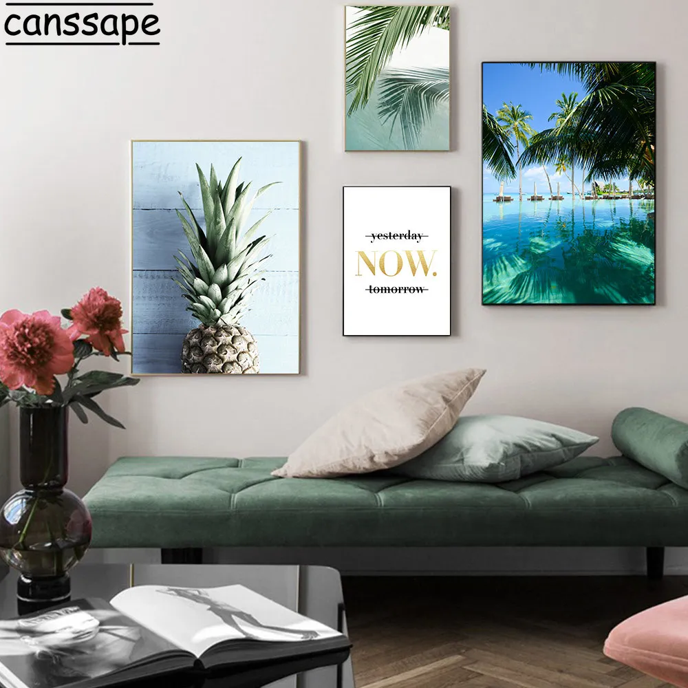 Холщовый постер с тропическими растениями настенный художественный принт