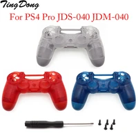 tingdong clear blue red housing shell faceplate case for dualshock 4 ps4 pro 4 0 v2 jdm 040 jds 040 controller