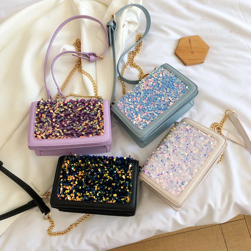 

2020 New Fashion Sequin Flap Bags For Women Chain Crossbody Bag Female Designer Shoulder Bag Sac Femme Luxury Handbags Bolsos