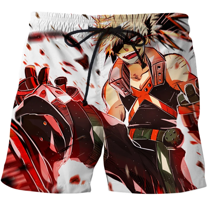 

2020 New Beach Shorts Anime My Hero Academia 3D Print Streetwear Short Trunks Men Fashion Swimwear Sport Pants Board Shorts Male