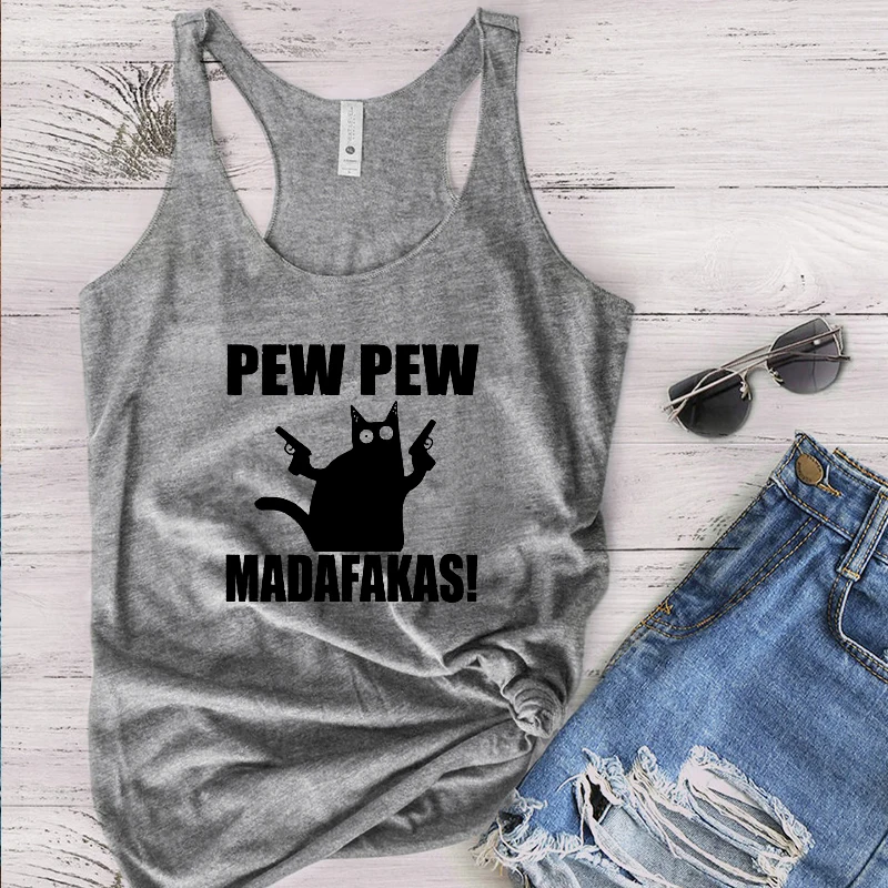 

Cool Cat Tshirt Women Vintage Shooting Cat Gothic Punk Clothes Funny Crazy Cat Lover Shirt 2021 Cartoon O-Neck New