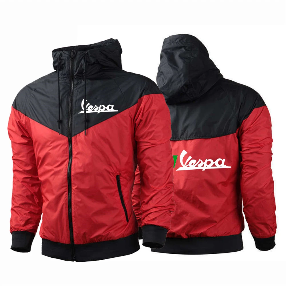 

Men's Summer 2021 Vespa Logo Sports Patchwork Harajuku Jackets Sweatshirts Cardigan Streetwear Zipper Casual Hoodies
