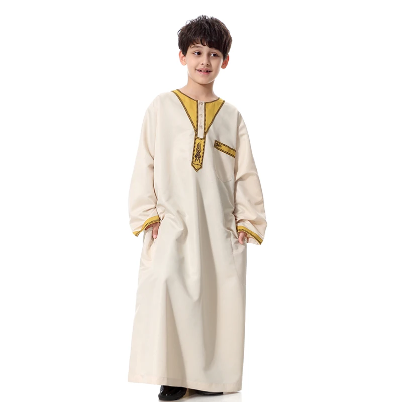 Boy Children Abaya Dubai Kaftan Oman Arabic Qatar Muslim Kids Hijab Robe Caftan Marocain Ramadan Saudi Arabia Islamic Clothing