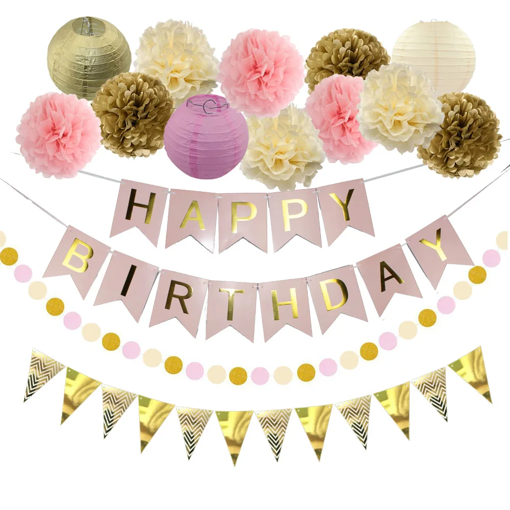 Лидер продаж золотые розовые бежевые подвесные бумажные фонарики на день